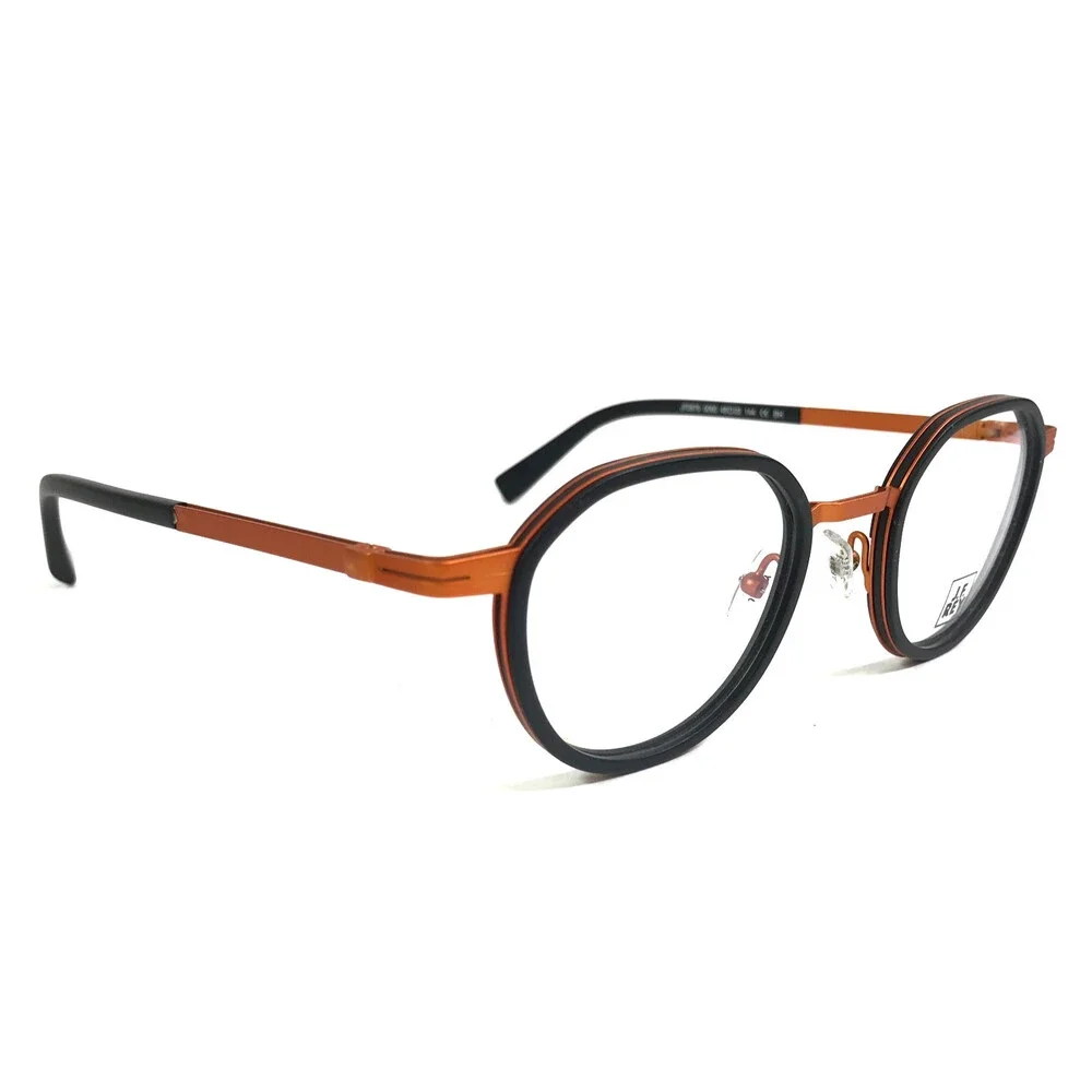 J. F. Rey Eyeglasses Frames JF2876 0060 Black Orange Round Full Rim 49-22-144